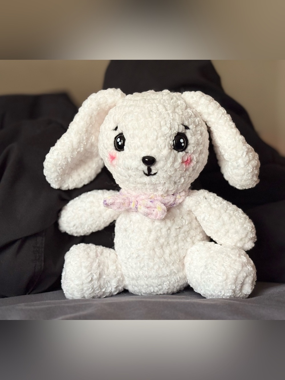 Handmade Crochet Plush Bunny • 7” Tall • One‑of‑a‑Kind